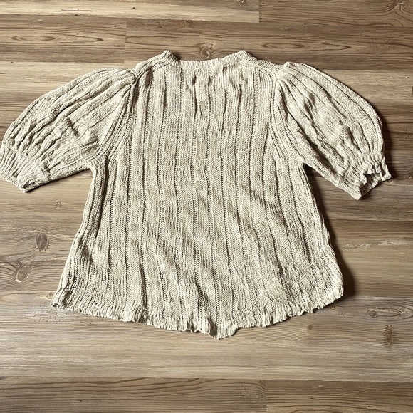 J. Crew Short Puff sleeved Linen sweater Beige Women’s L Neutral - Picture 8 of 8
